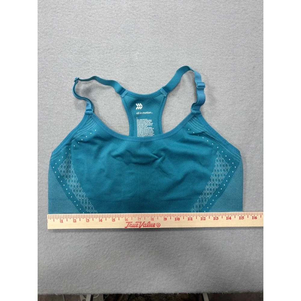 All in Motion Sports Bra Large Support Adjustable‎ Straps Teal Blue Workout